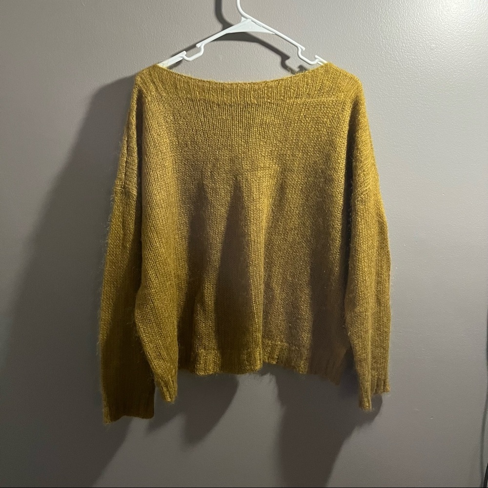 Eileen Fisher lightweight mohair sweater olive green Large